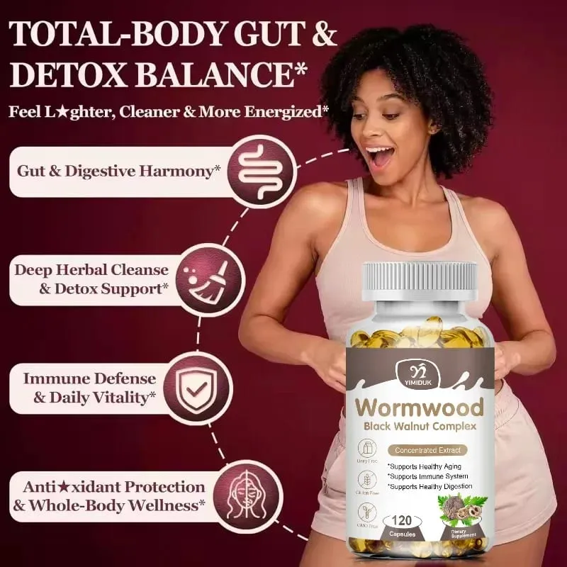 High Potency Parasite Cleanse Capsules Wormwood Black Walnut Supports Intestinal Cleansing Detox & Gut Health for Adults