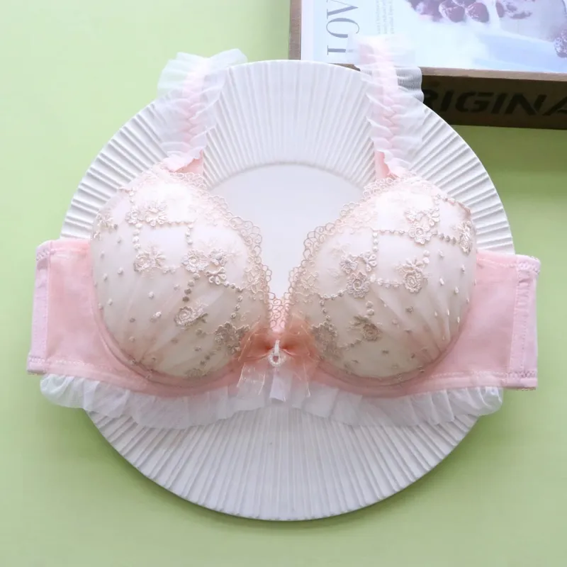 Sexy Lace Lingerie Set for Women Push Up Underwire Bra with Low Plunge Design Breathable & Comfortable