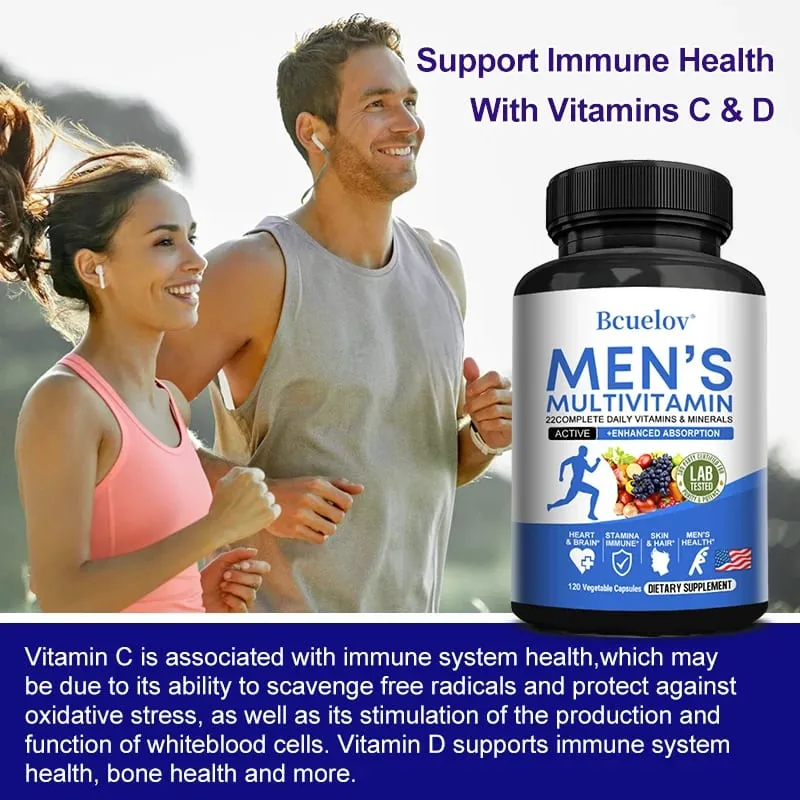 Multivitamin for Men - Daily Multivitamin for Energy Focus & Brain Men's Health Complex Non-GMO120 120 Vegetarian Capsules — image 3