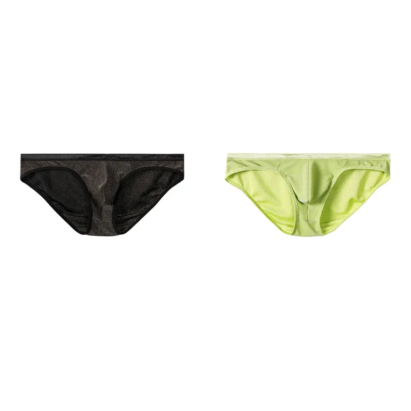 Men's Ice Silk Triangle Panties Sexy U-Shape Thin Briefs Breathable Mesh Low-Waist Underwear