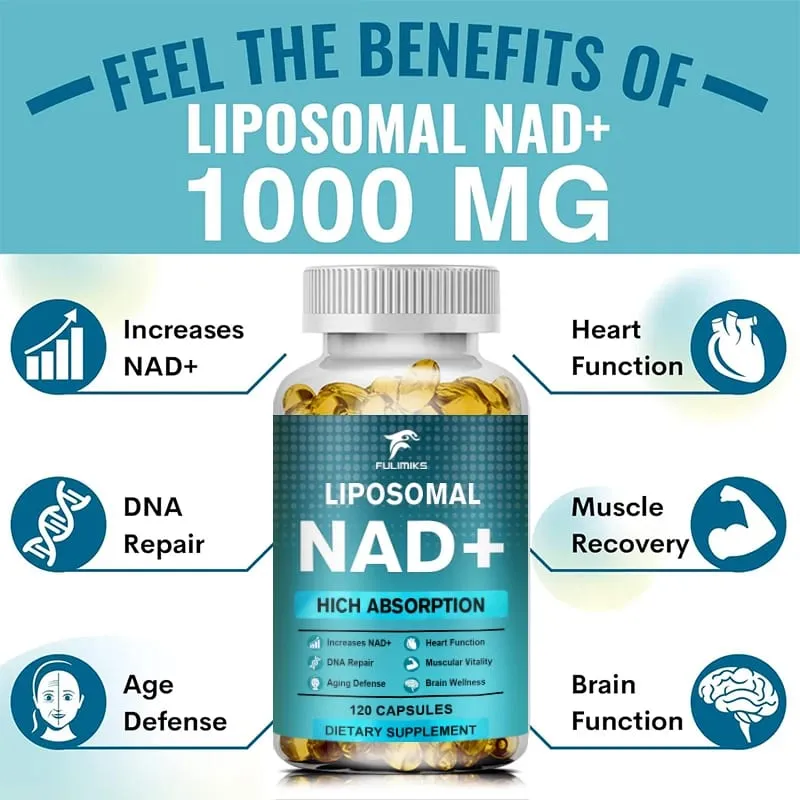 תוסף קפסולות NAD Liposomal NAD+ תוסף - Aging Defense Cellular Energy תפקוד הלב והמוח
