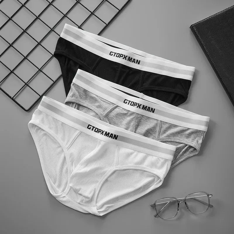 3Pack Summer Single Layer Mens Underwear Low Rise Briefs for Men Elastic Comfort Fit Underpanties Ropa Interior Hombre — image 1