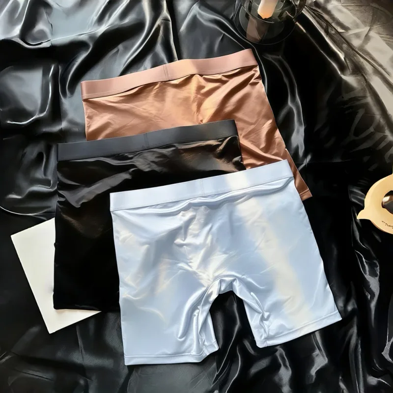 Mens Underwear Boxers Man Solid Slim Ice Silk Extended Leg Boxer Shorts Ropa Middle Waist Sports Panties Male Underpants — image 6