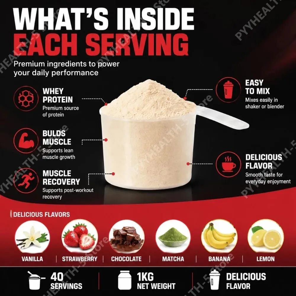 NurtureNova Whey Protein Powder Build Muscle Muscle Recovery Sports Vanilla Flavor Whey Protein Powder 40 Servings 1kg (35.2oz) — image 6