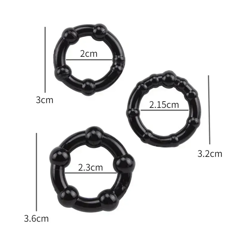 3pcs Stretchy Stay Hard Beaded Cock Ring Delay Ejaculation Trainer Scrotal Binding Ball Stretcher Silicone Cockring Men Sex Toys