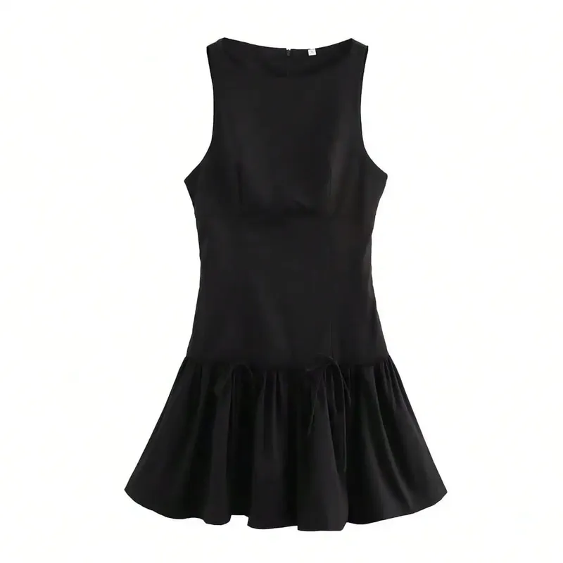 HH Minimalist Womens Sleeveless Ruffle Dress Back Zipper Casual Office Workwear Fashion Weekend Party Vacation Mini Dress — image 9