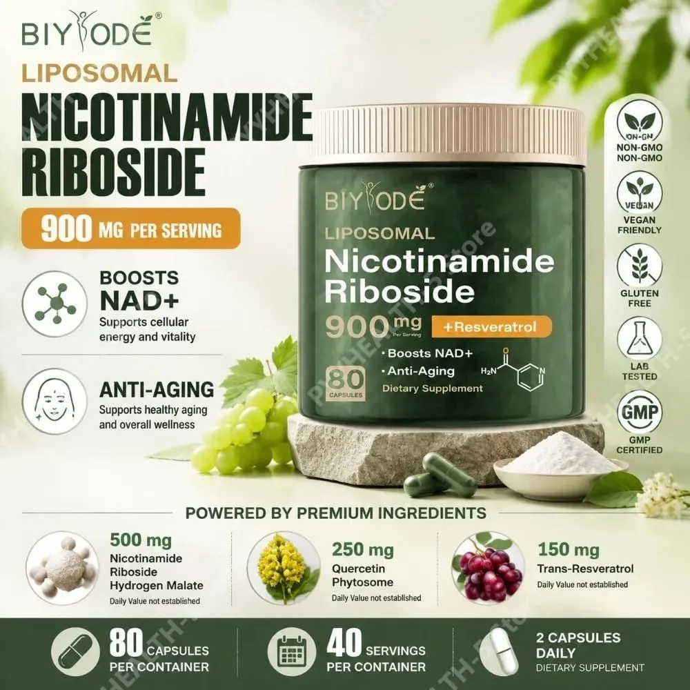 Liposomal Nicotinamide Riboside Capsules with NAD+ Boost and Quercetin Phytosome and Trans-Resveratrol 80 Capsules — image 1