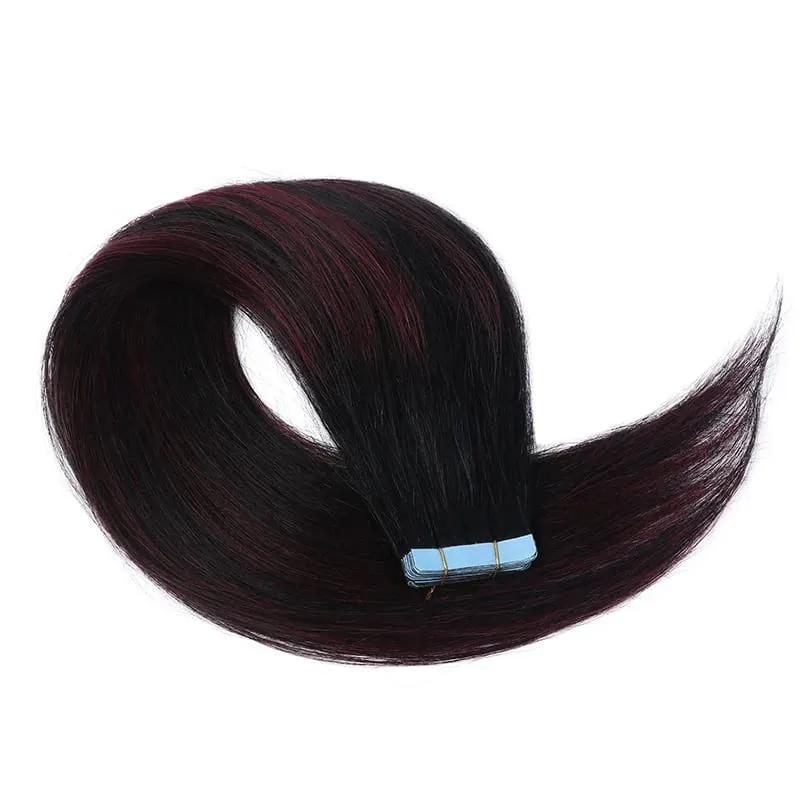 MRS HAIR Tape-In Hair Extensions 12-24 Inch 20pcs Natural Human Hair Real Extension T1B Gray Skin Weft Adhesive Tape Ins