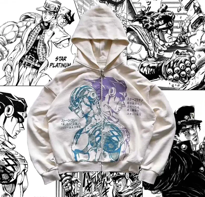 Y2k Jojo Bizarre Adventure Anime Hoodie Harajuku Oversized Sticky Fingers Hoodies Women Men Streetwear Couple Hip Hop Sweatshirt — image 9