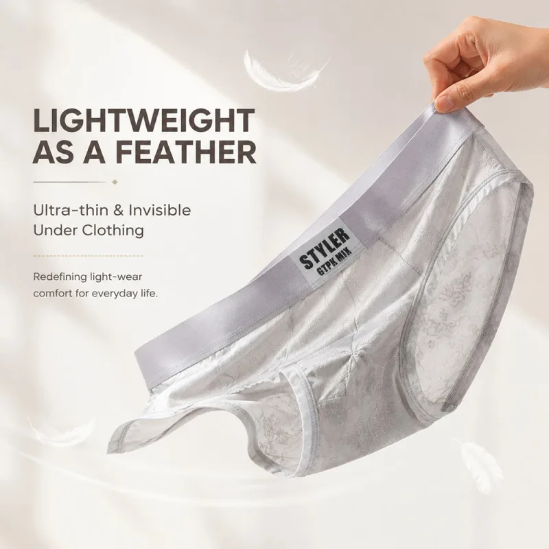 1/3PCS Sexy Perspective Men's Briefs Luxury Jacquard Smooth Ice Silk Mens Intimate Underwear Breathable 3D Mesh Pouch Lingerie — image 15