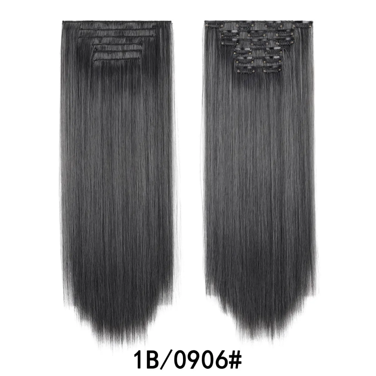 24 Inch 6PCS Clip In Hair Extensions Straight Synthetic Hair Extensions Dark Brown Long Natural Looking Hair Piece for Women
