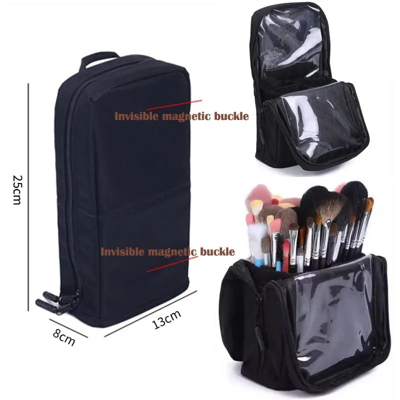 High Quality 14/23/29 Holes PU Cosmetic Makeup Brushes Pouch Portable Black Waterproof Oxford Beauty Brush Bag Organizer — image 17