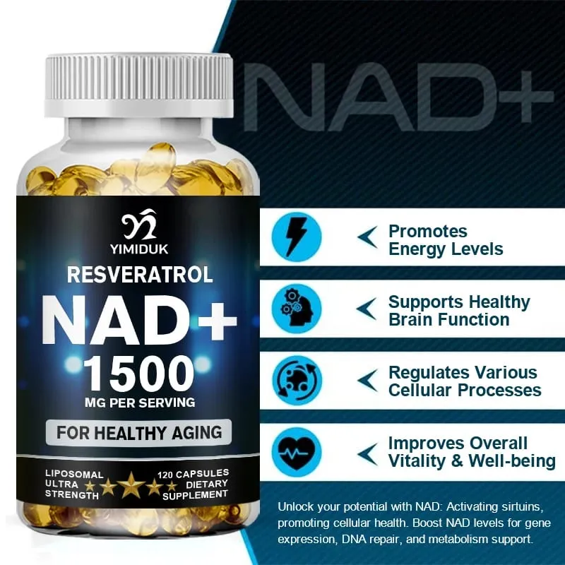 1500 mg suplementu NAD - Liposomalny suplement NAD + z resweratrolem Wytrzymałość i zdrowe starzenie się - Kapsułki wzmacniające — image 2