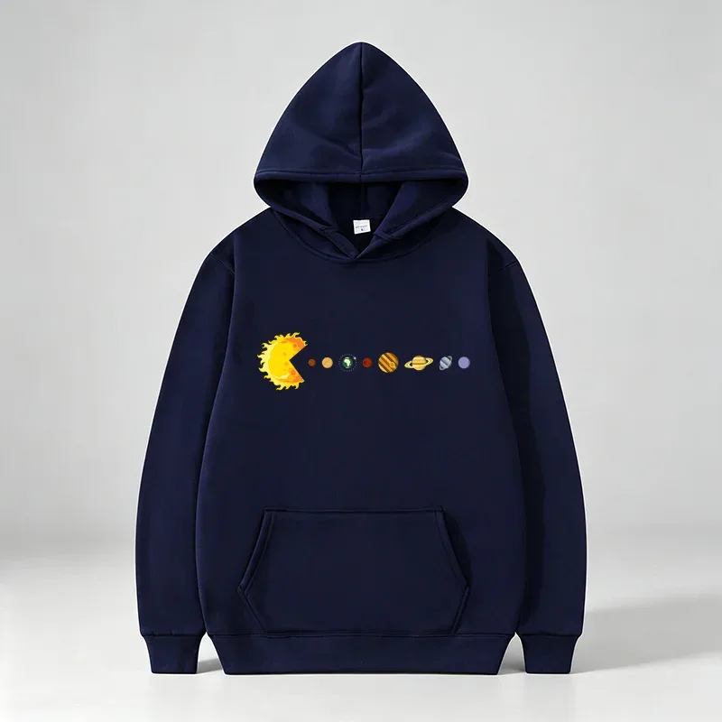 Men's Casual Hoodie Funny Sun Planets Print Pullover Hooded Sweatshirt Long Sleeve Loose Streetwear Hoodies With Pocket wx338 — image 9
