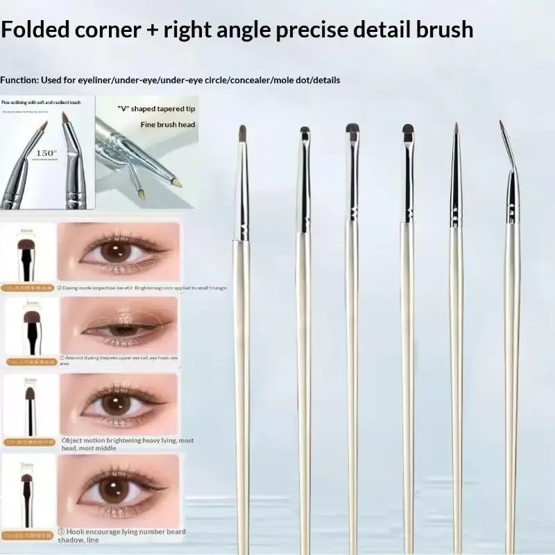 4/6Pcs Set Berus Perincian Mata Berus Pembayang Mata Rambut Kuda Berus Calit Bawah Mata Berus Celak Lembut Alat Solekan Mata Sempurna