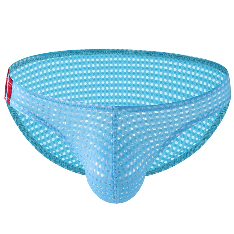 Men Briefs Summer Breathable Holes Underwear U Convex Thin Low Waist Briefs Slip Underpants Calzoncillos