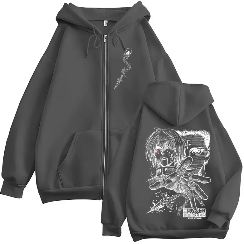 Anime Hunter X Hunter Kurapika Chrollo Lucilfer Zipper Hoodies Men Women Clothing Oversized Fleece Zip Up Hooded Sweatshirt Coat — image 5