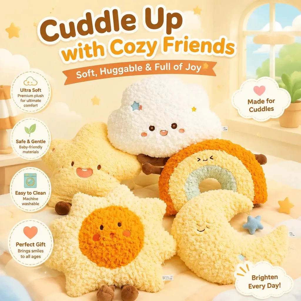 Weather Series Moon Plush Pillow Soft Fluffy Star Decor Sofa Back Cushion Cute Plush Toy Gift For Women Home Bedroom Decoration — image 2