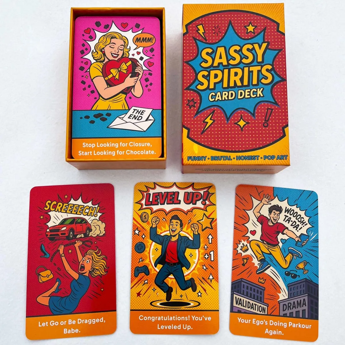 78 Card Deck Sassy Spirits Oracle Card Deck, Humorous Divination Cards Includes Funny Honest Trendy Art Comic Style — image 2