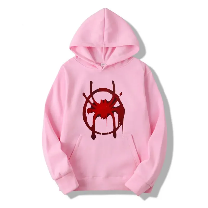 Men's and women's casual sportswear. New black hooded sweatshirt. Men's Miles Morales Spider Symbol Print Sweatshirt. — image 6