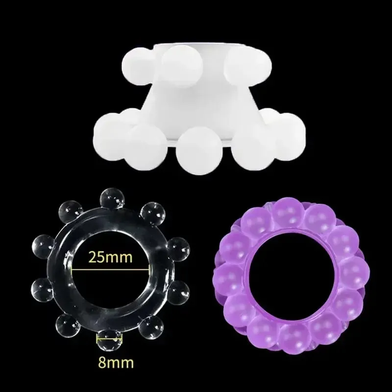 3pcs Stretchy Stay Hard Beaded Cock Ring Delay Ejaculation Trainer Scrotal Binding Ball Stretcher Silicone Cockring Men Sex Toys