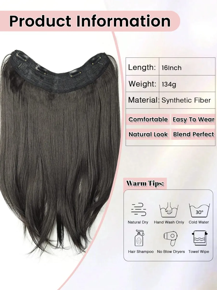 Synthetic V-Shaped Long Curly Wavy Hair Extension Synthetic Wig Layered Hair Extension Hair Pad Fluffy Top Increase Hair Volume — image 3
