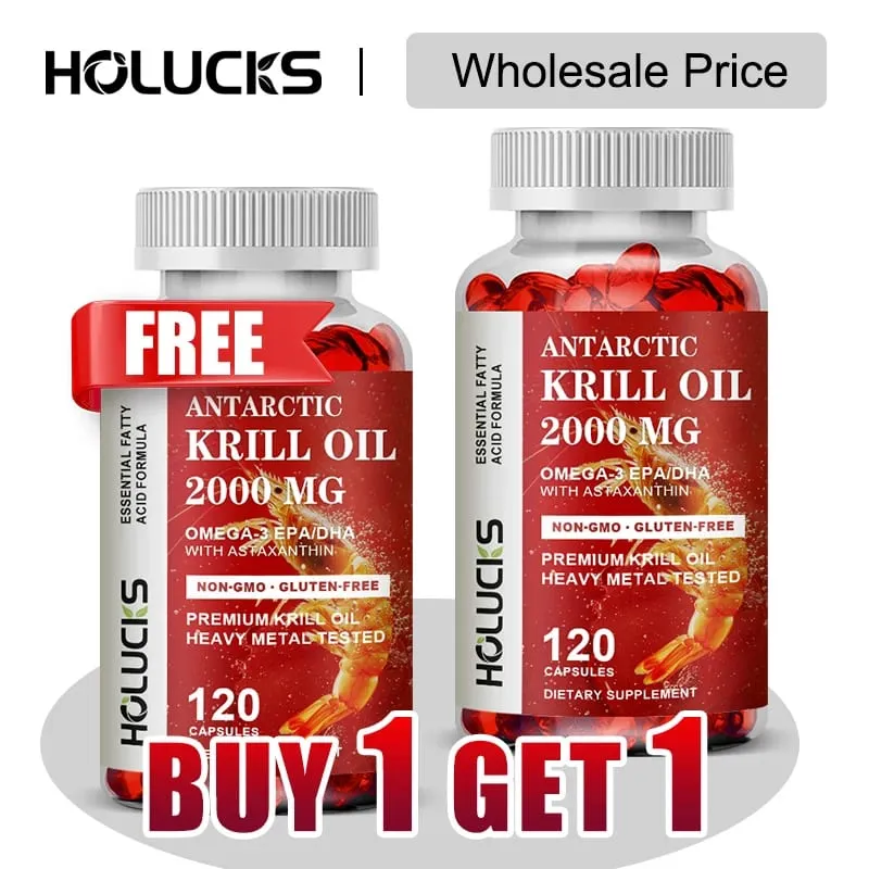 Kupte 1 Získejte 1 zdarma! Pure Antarctic Krill Oil 2000 mg doplněk s astaxanthinem pro zdraví srdce a mozku Zdravé stárnutí bez GMO — image 1