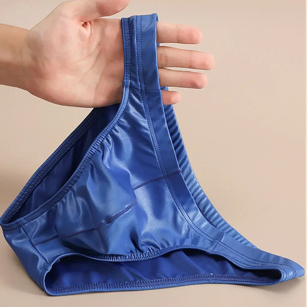 Waterproof Men Briefs Glossy Thong Silky Smooth Underpants Low-waist Men Underwear Waist Bulge Pouch Lingerie Panties Underpant — image 2