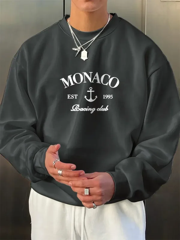The new men's round-neck sweatshirt for Spring and Autumn 2026 is casual and comfortable with 3D letter pattern printing