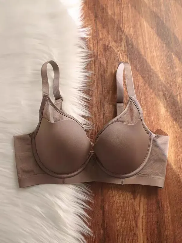 Plus size sem costura fina push up lingerie para mulheres seios grandes parecem menores sutiã anti-flacidez macio underwire — image 9