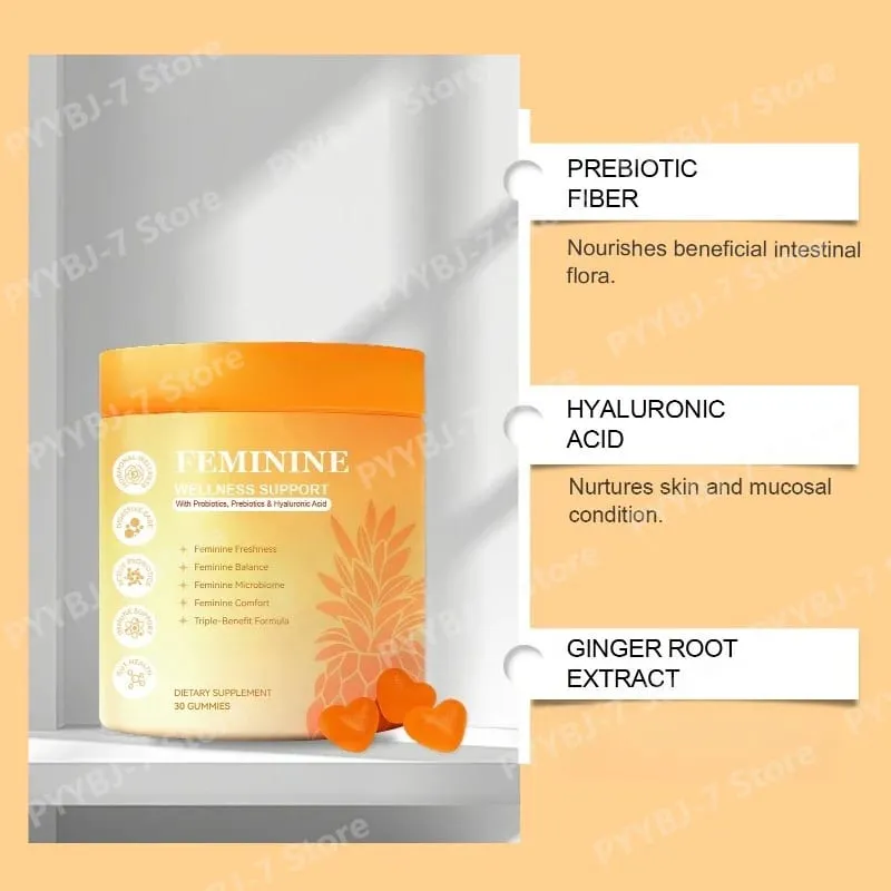Probiotics Composite Gummies Supplement for Women with Hyaluronic Acid Ginger Zinc Vitamin B6 Feminine Wellness Support 30 Count — image 3