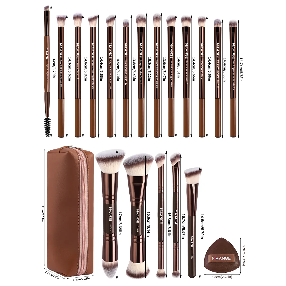 21pcs Makeup Brushes Set Multi-functional Makeup Tools Foundation Brush Concealer Brush Eyeshadow Brush for Beginners