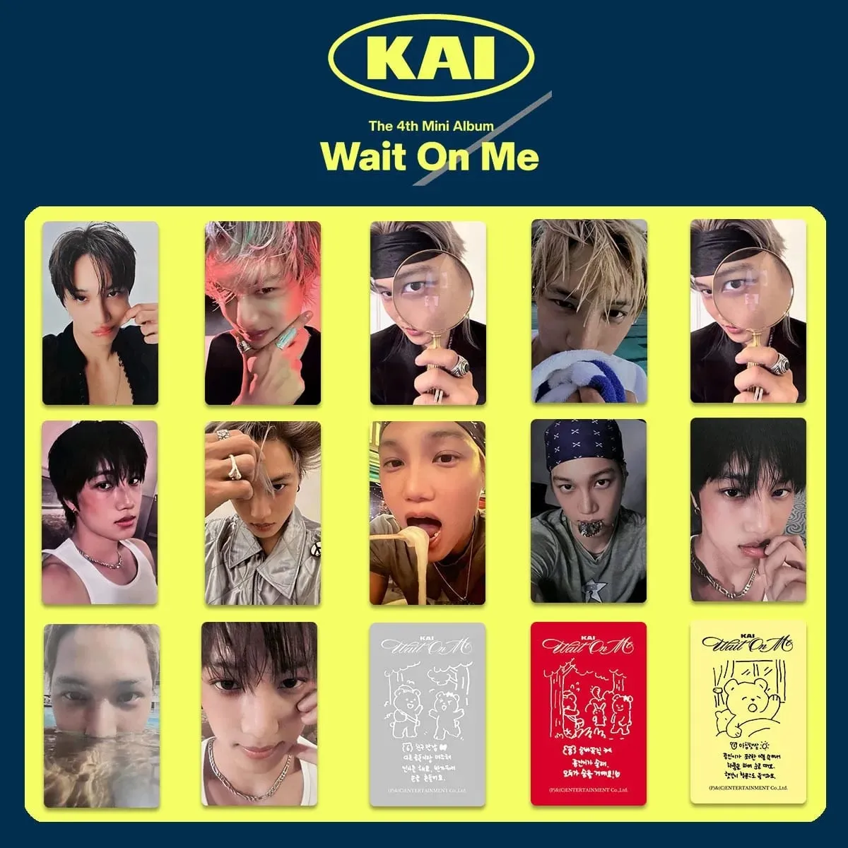 5/6PCS Kpop Hot Idol Group EXO Member KAI New Album "Wait On Me" HD Photocards Kim JongIn High Quality Fans Collect Small Cards — image 1