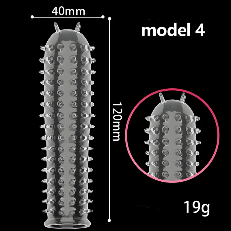 Penis Covers Extender Men's Condoms Crystal Penis Condoms Finger Cock Ring Adult Sex Toy For Sex Male Longer Lasting — image 11