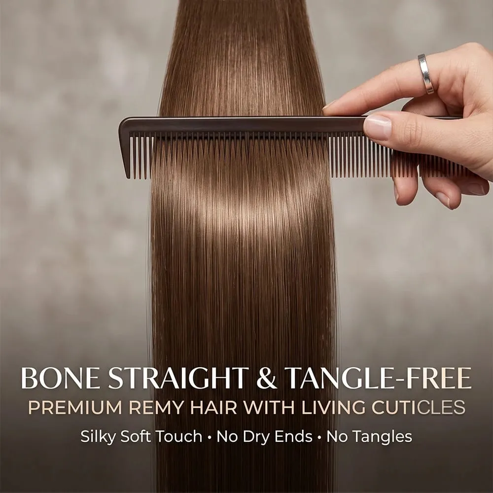 22 24 Inch 4A Medium Brown Tape In Hair Extensions Human Hair Seamless Invisible 21Pcs/Pack 50g Remy Colored Straight Brazilian 100% Pure Human Hair For Women — image 6