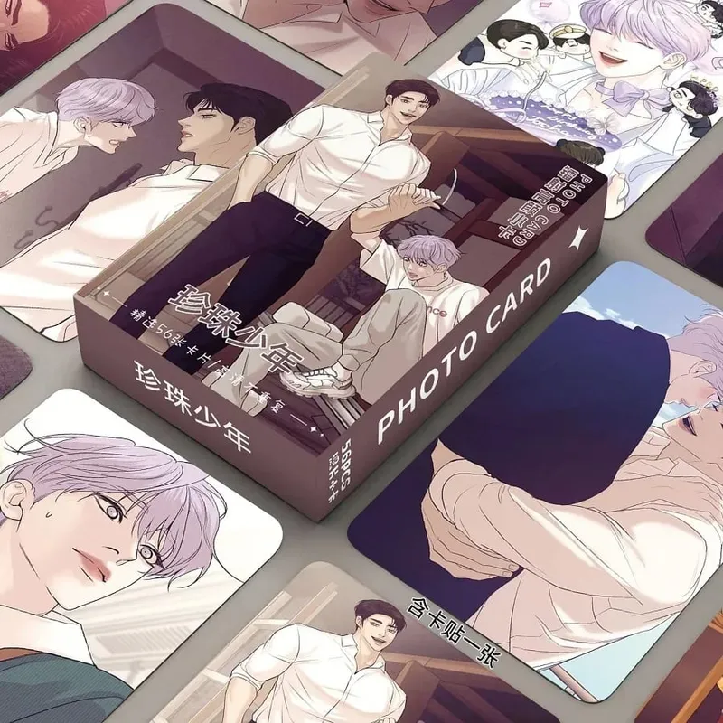 Conjunto de cartões fotográficos holográficos Manhwa coreano de 55 peças - Jooha & Dooshik Cartões LOMO colecionáveis, presente perfeito para fãs