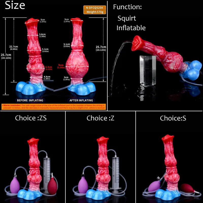 Silicone gonfiabile eiaculazione nodo dildo circonferenza regolabile schizzi fantasia cavallo pene giocattoli adulti del sesso dilatatore anale