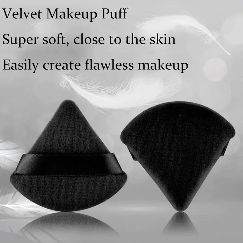 2/5/10Pc Black Triangle Powder Puff Facial Makeup Sponge Soft Velvet Cosmetics Puff Mixer Beauty Foundation Soft Skin-Friendly