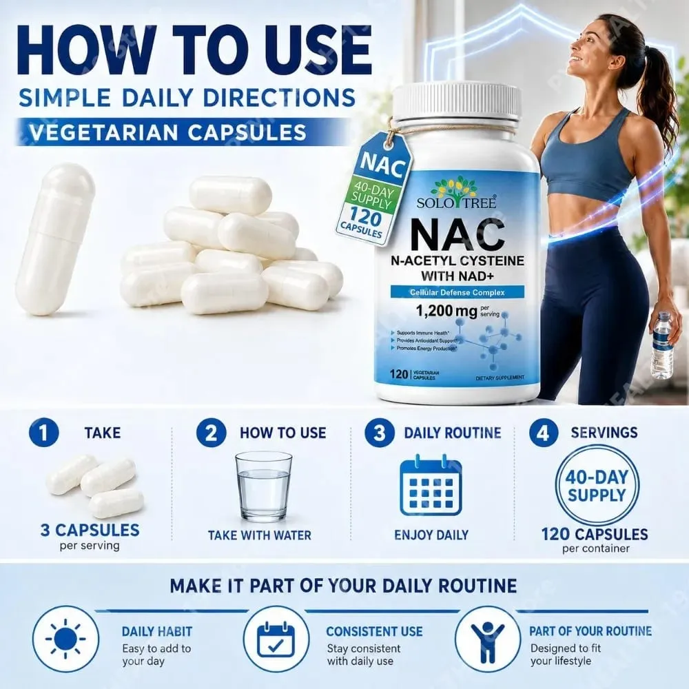 NAC N-Acetyl Cysteine Capsules 1200mg NAD+ For Cellular Immune & Antioxidant Energy Support Formula Adult 120 Count — image 5