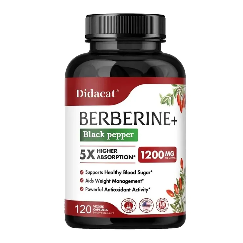 1200 mg Premium-Berberin-Ergänzungskapseln unterstützen das Immunsystem, Herz-Kreislauf, Herz und Magen-Darm-Wohlbefinden