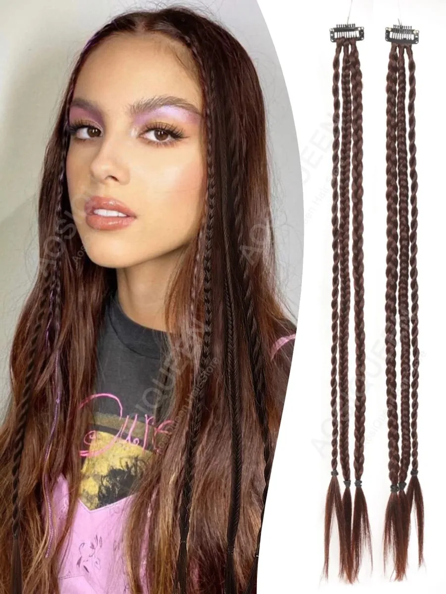 Synthetic 1/2pcs Braid Wig With Strong BB Clip Lightweight Box Braid Ponytail Hair Piece for Women