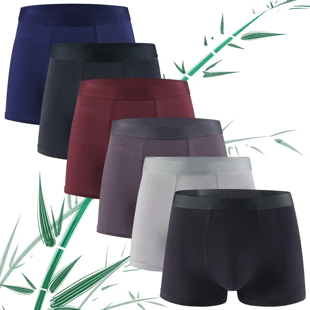 6pcs/set Bamboo Fiber Men Underwear Solid Color Men Boxer Briefs High Quality Men Panties Soft Breathable Plus Size Men Shorts