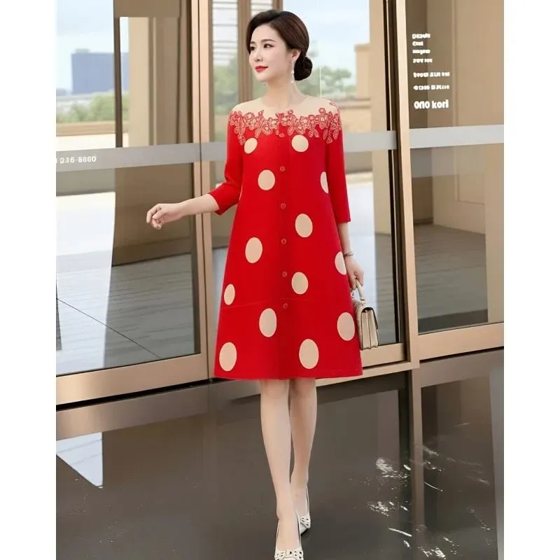 Miyake Pleated Original Polka Dot Dresses Plisse Women Pleats Loose Plus Size 2026 Summer New Casual Versatile Fold Dress — image 4