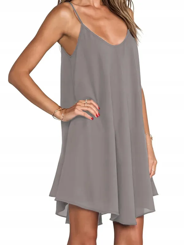 Pure Color V-Neck Asymmetric Hem Plus Size Knit Spaghetti Strap Maxi Dress Soft Comfort Effortless Chic Casual All Season Lightweight Solid Flowy Sleeveless Long Dress For Curvy Women — image 9