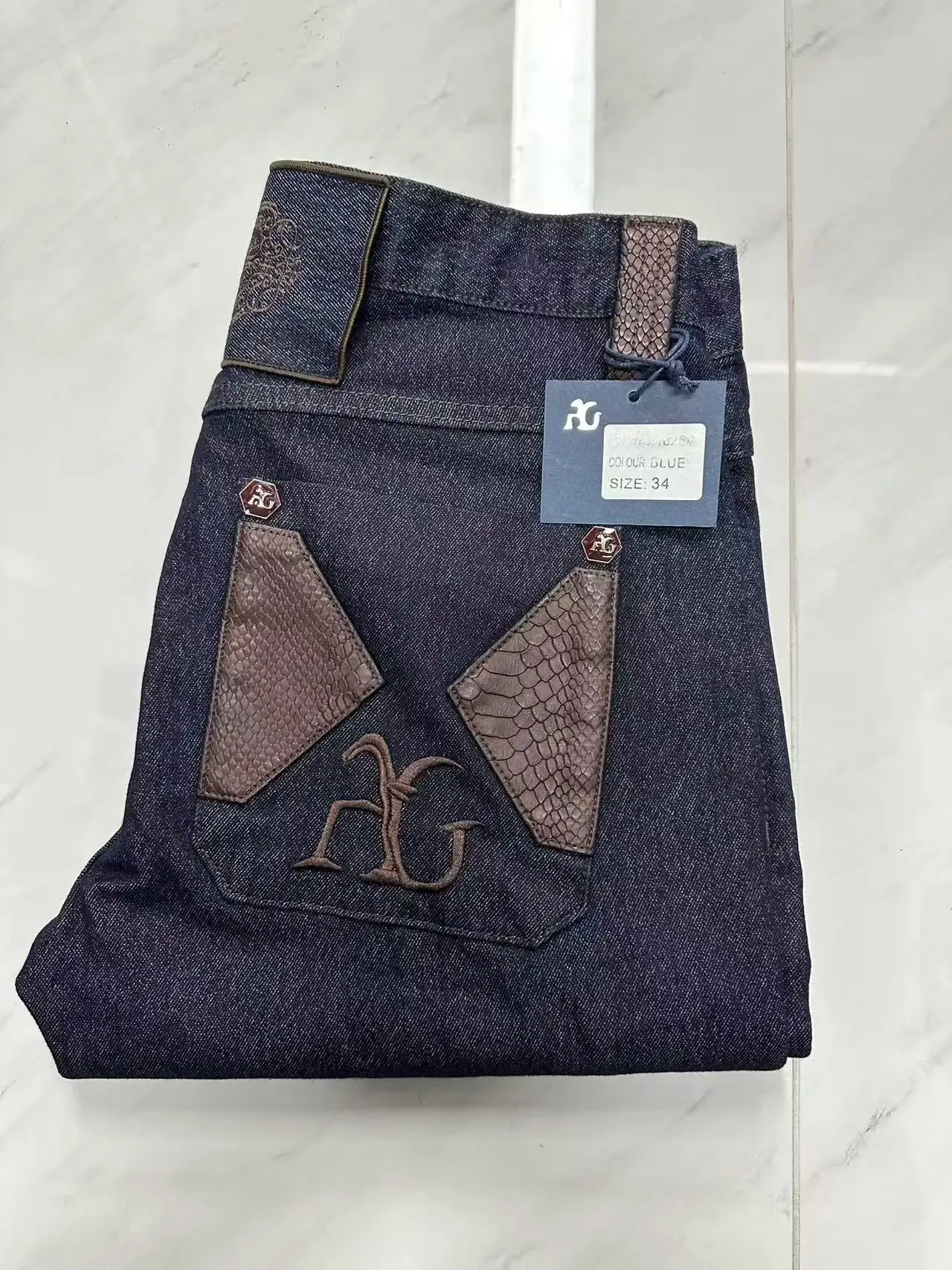 Jeans Cotton Thick Men 2027 new Embroidery elasticity Fashion zipper High quality comfortable Big size 34-42 long Pants