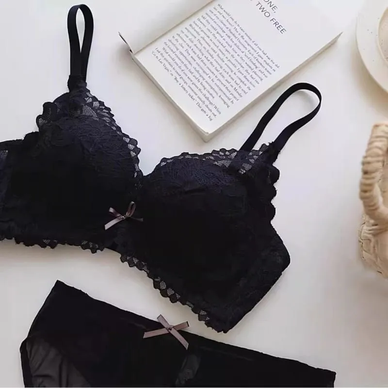 Women's Japanese Style Bra & Panty Set Luxury Lace Push Up Small Bust Support Adjustable Comfort No Gap Wirefree Free Shipping — image 5