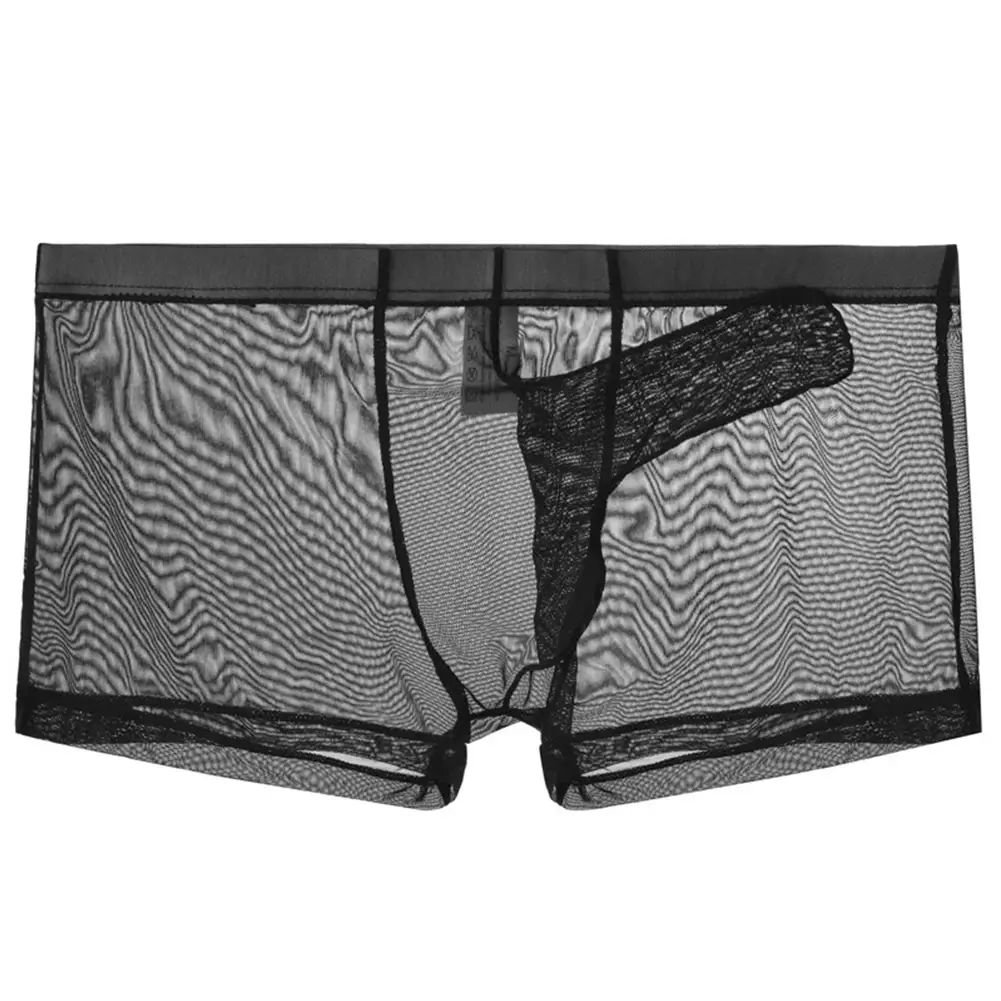 Seksi Erkek Örgü Şeffaf Hafif Iç Çamaşırı Nefes Alabilen Boxer Külot Külot Kurşun Ayırma Erkek Boxer Külot