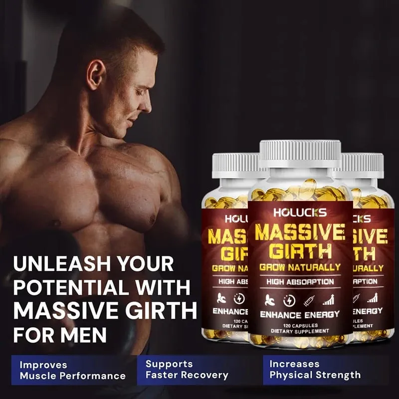 Massive Girth Capsules for Men Testosterone Booster Hormone Support Muscle Growth & Strength Size Enhancement Supplement — image 7