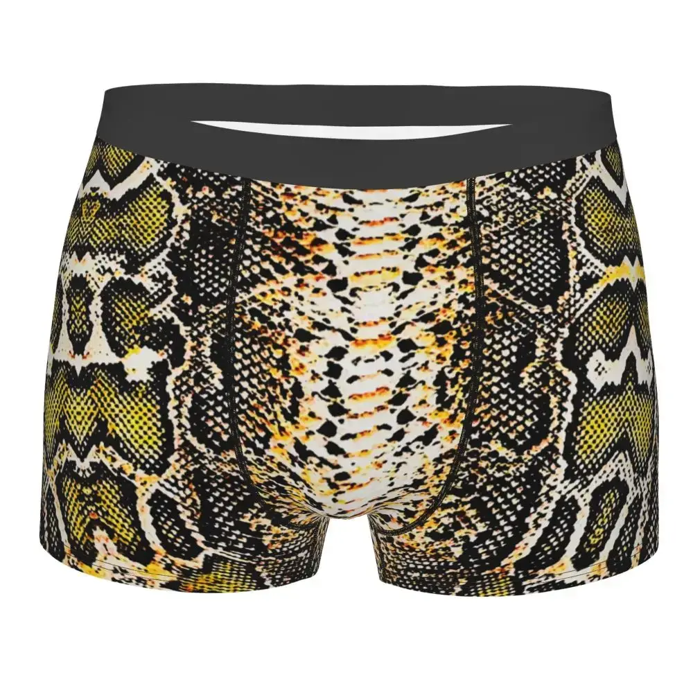 Sous-vêtements imprimés peau de serpent personnalisés pour hommes, Boxer extensible à Texture animale, slip short, culotte douce pour Homme — image 1