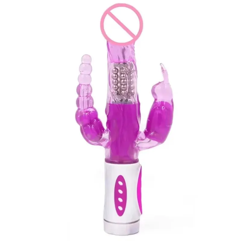 Silicone Rabbit Vibrator 3-in-1 G-Spot Clit Anal Beads Stimulator 10 Modes Thrusting Vibrating Sex Toy for Women — image 21